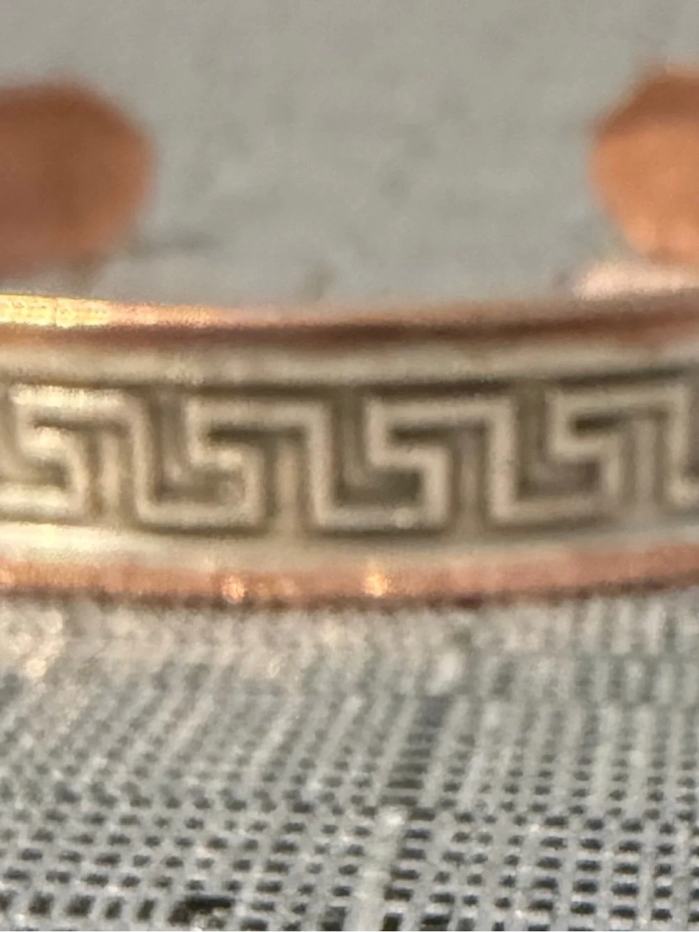 Sabona engraved metallic ring in mixed silver and rose gold tones